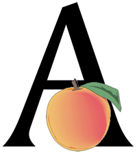 An apple in front logo